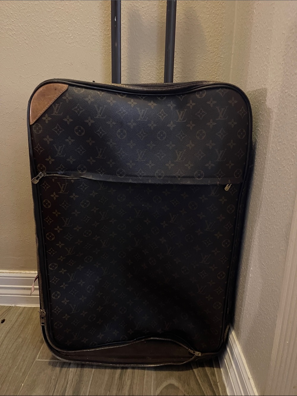 Louis Vuitton Monogram Rolling Suitcase in Dark Brown and Tan